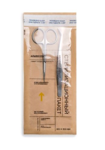 Крафт - пакеты для стерилизации, "Альянс Хим" 100 шт. КРАФТ (100Х200 мм, комбинированный)